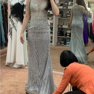 Elegant Silver prom or pageant dress